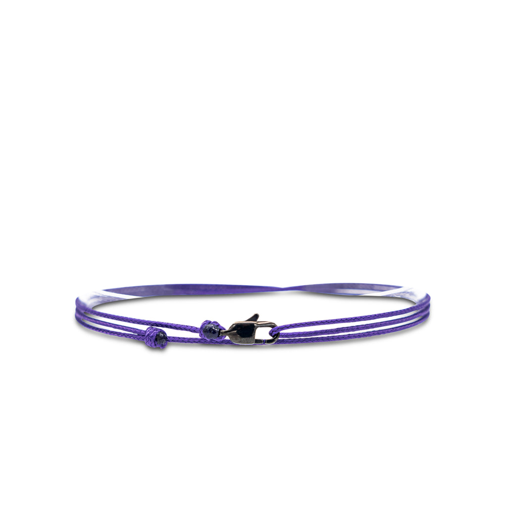 Cord anklet with clasp - Purple with black clasp