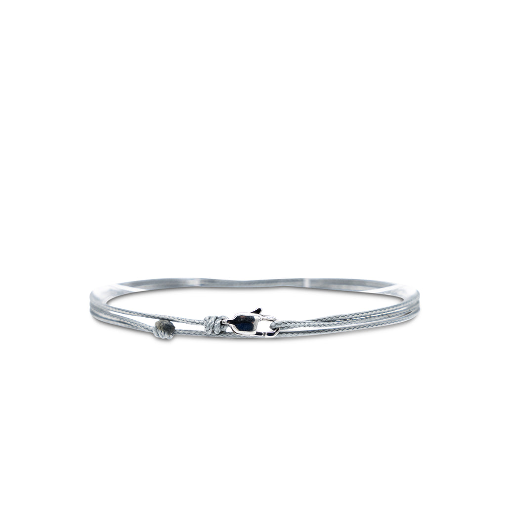 Cord anklet with clasp - Grey with silver clasp