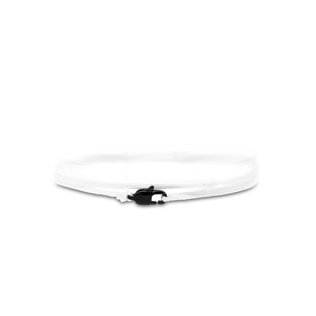 Cord bracelet with clasp - White with black clasp