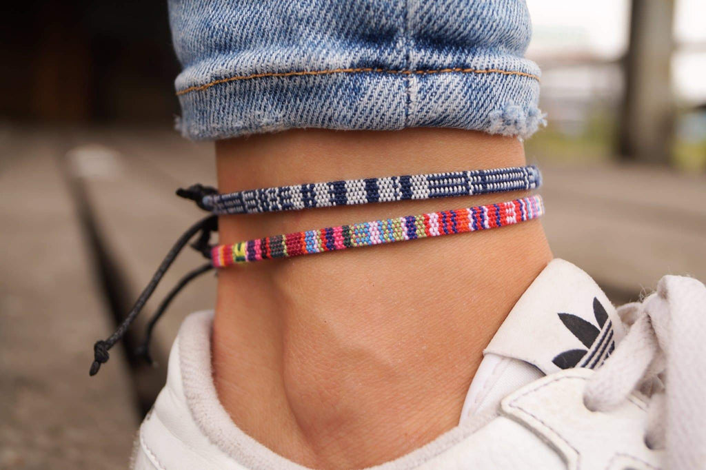 Anklet Pack - Blue/White & Pink