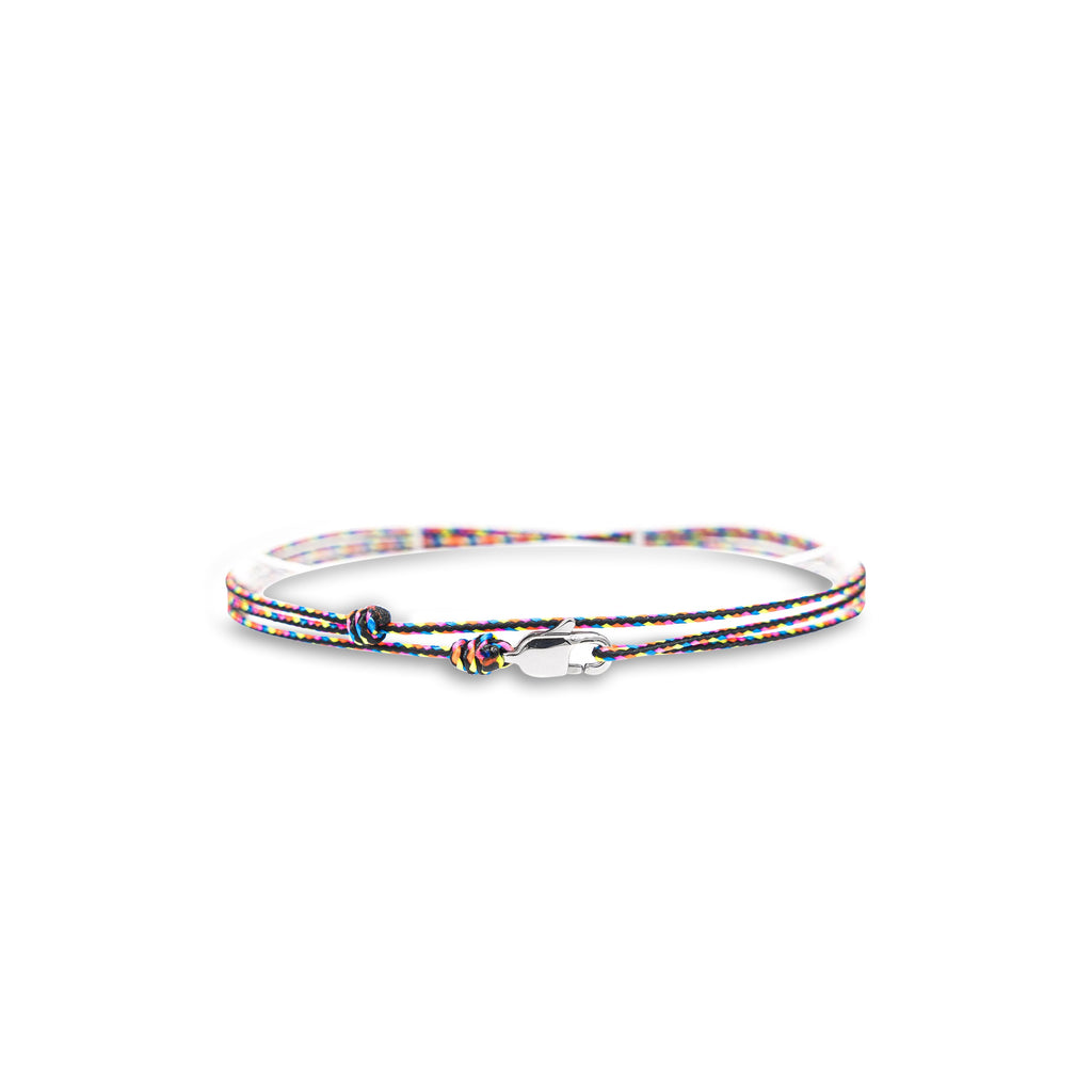 Cord bracelet with clasp - Dark retro with silver clasp