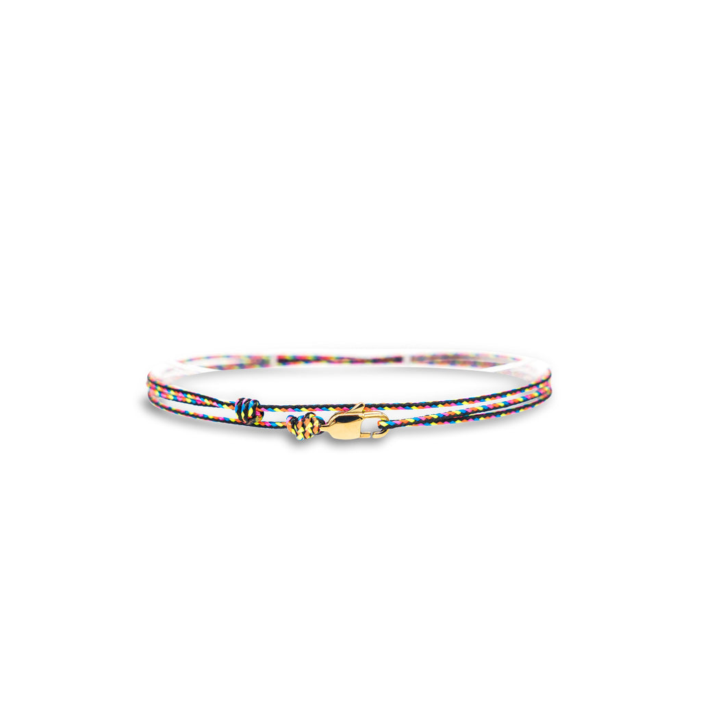 Cord bracelet with Clasp - Dark retro with golden clasp